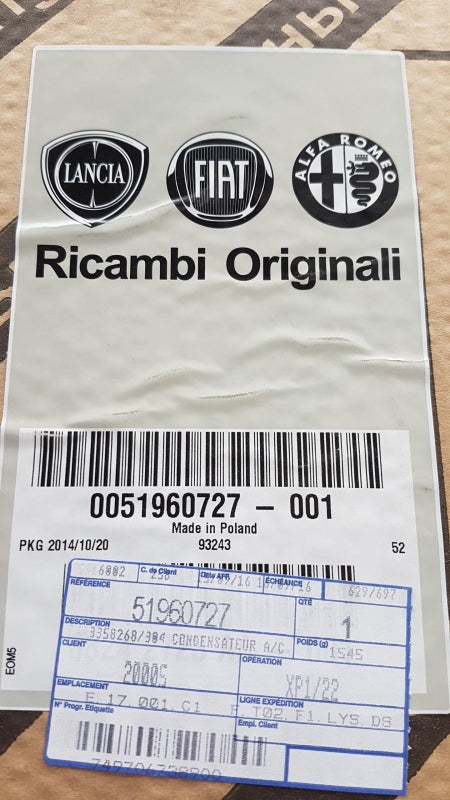 Original OE FIAT Klimakondensator 51960727
