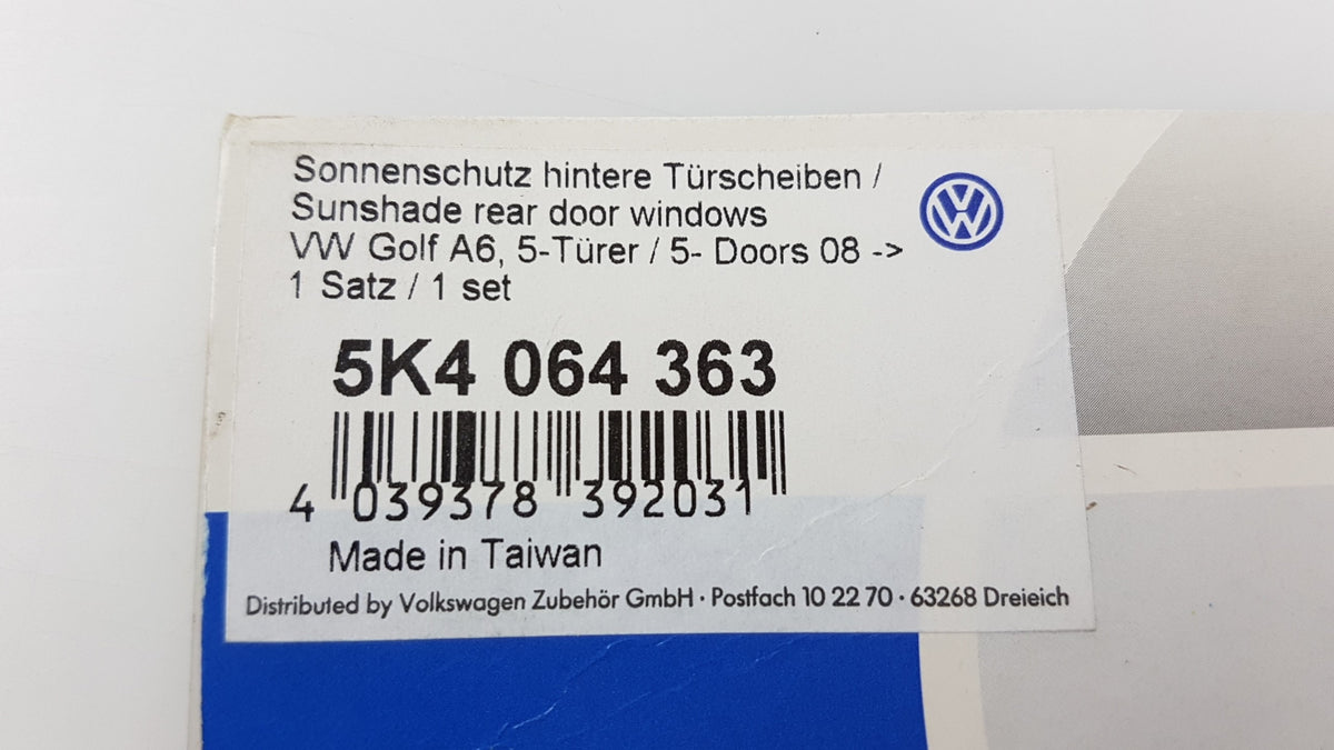Original VW Golf VI Sonnenschutz 2-stück hinten Türscheibe 5K4064363