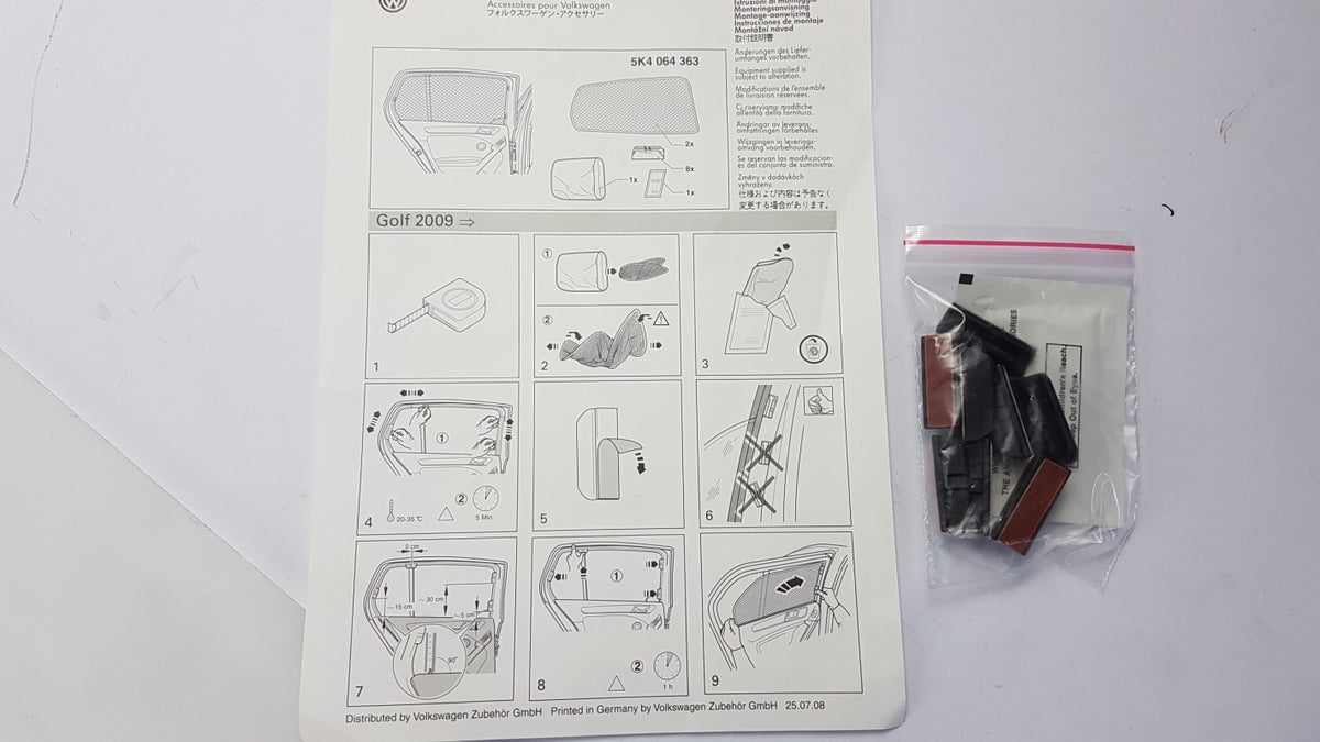 Original VW Golf VI Sonnenschutz 2-stück hinten Türscheibe 5K4064363