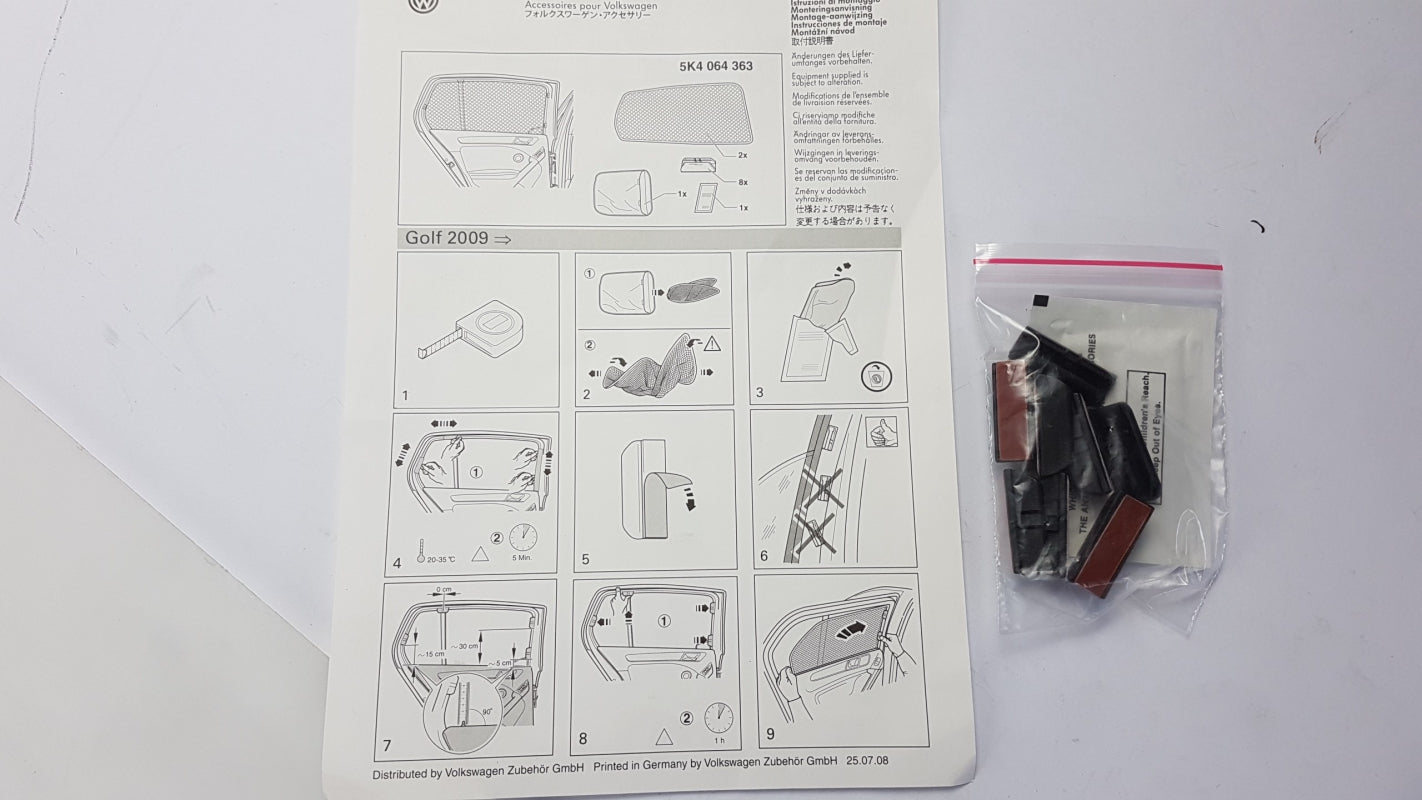 Original VW Golf VI Sonnenschutz 2-stück hinten Türscheibe 5K4064363