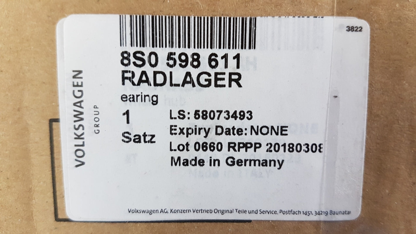 Original AUDI TT FV VW Touran 5T SKODA Octavia 5E Radlagersatz hinten 8S0598611