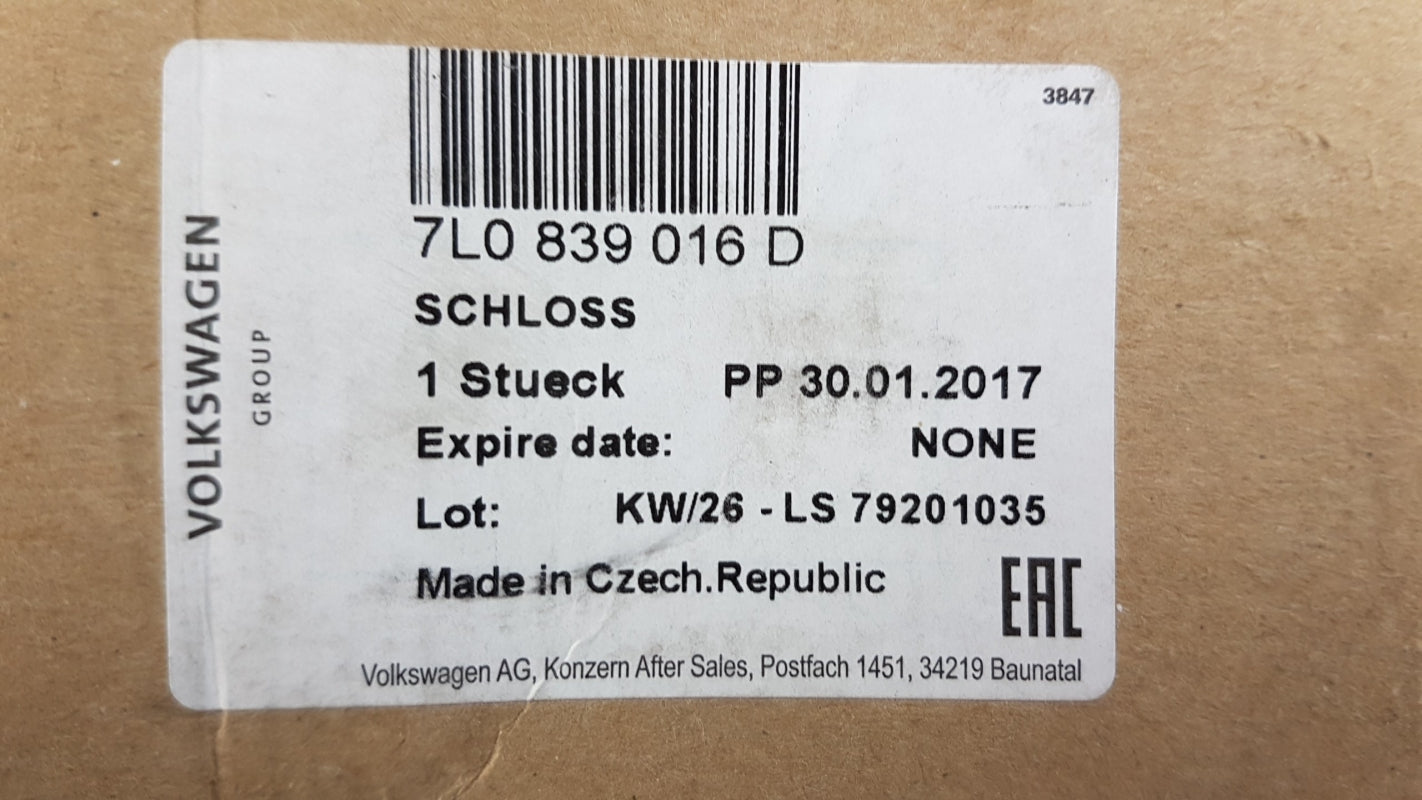 Original VW Golf 1K Touareg 7L SKODA Octavia Türschloss hinten rechts 7L0839016D