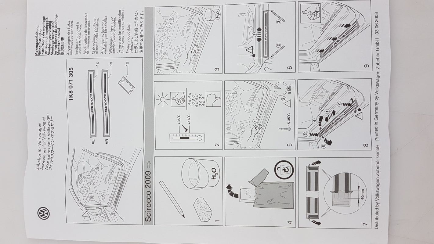 Original VW Scirocco III Einstiegsleisten Satz 2 Stuck Vorne 1K8071305