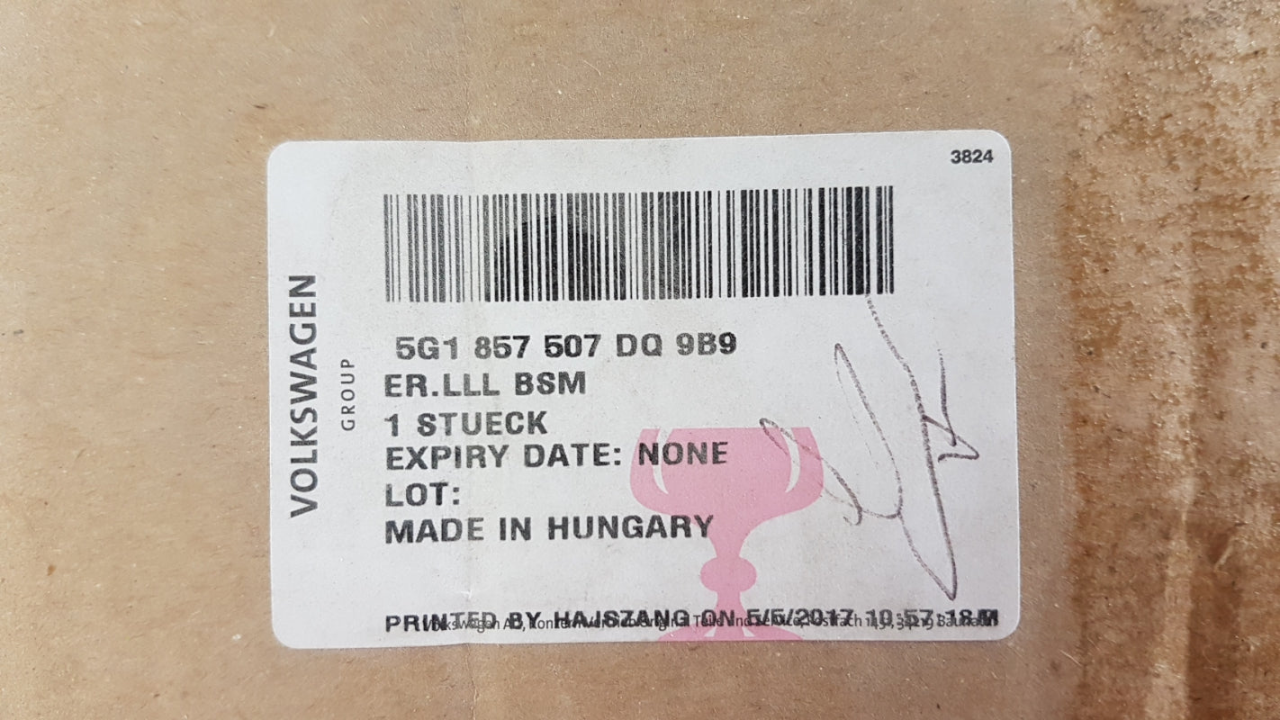 Original VW Golf '16-'19 Außenspiegel Gehäuse satinschwarz links 5G1857507DQ9B9