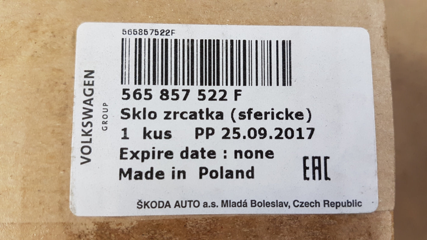 Original SKODA Karoq 2018 > Außenspiegelglas Rechts 565857522F