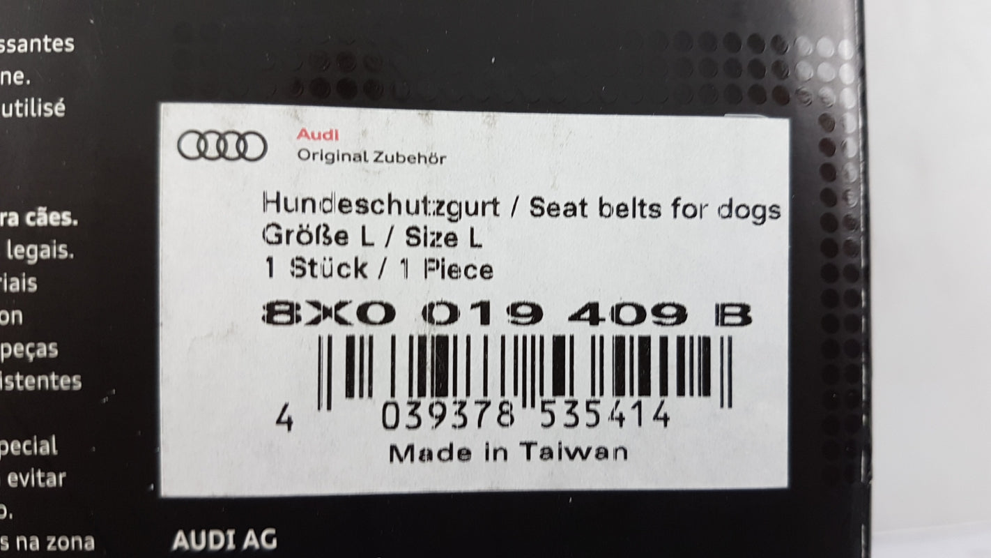 Original OE Volkswagen Sicherheitsgurt Für Hunde 8X0019409B