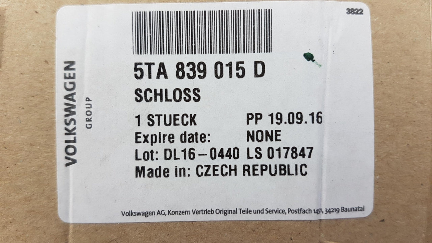 Original OE Volkswagen Türschloss 5TA839015D