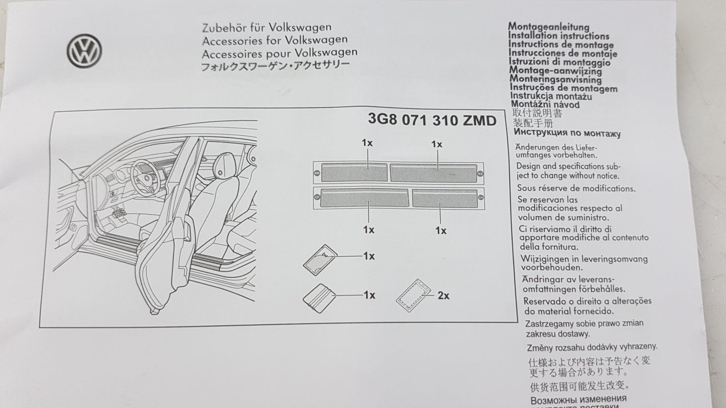 Original VW Arteon Schutzfolie Satz mit 4 schwarz - silber 3G8071310ZMD