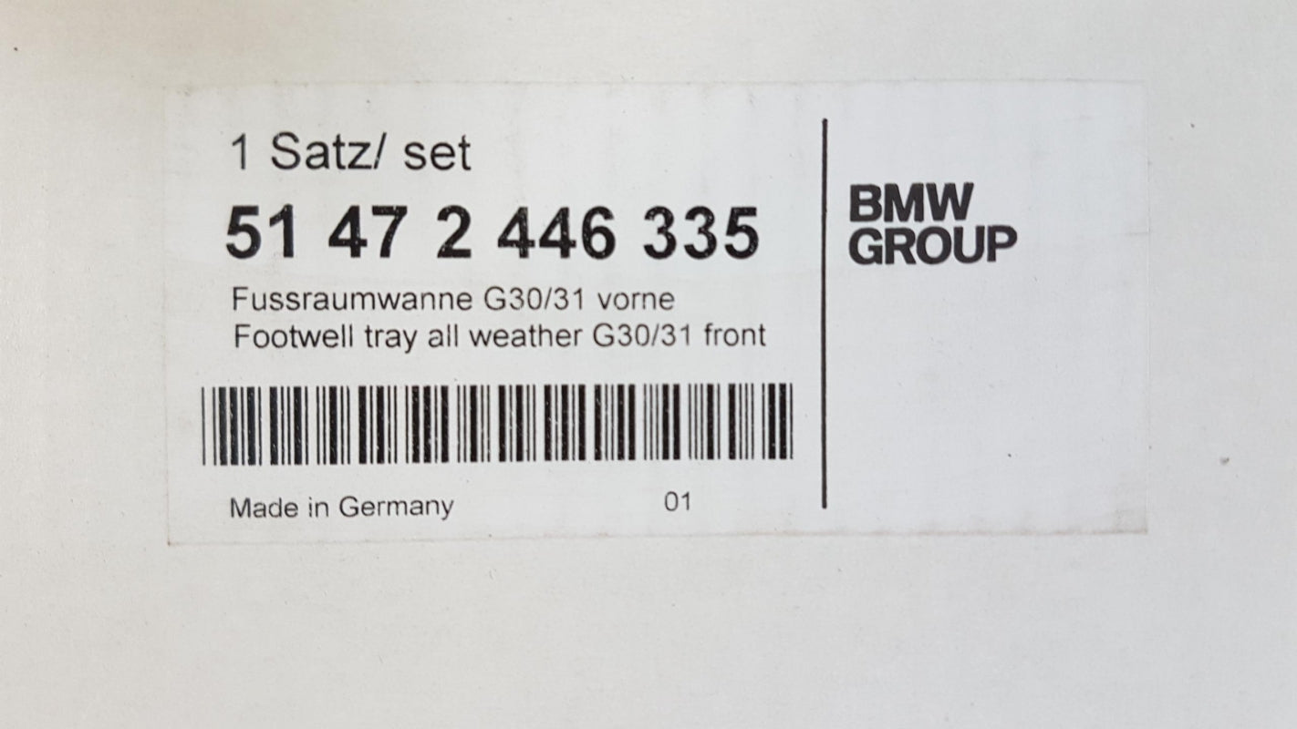 Original BMW 5' G30 G31 F90 M5 Fußmatten Gummimatten Allwetter Vorne 51472446335