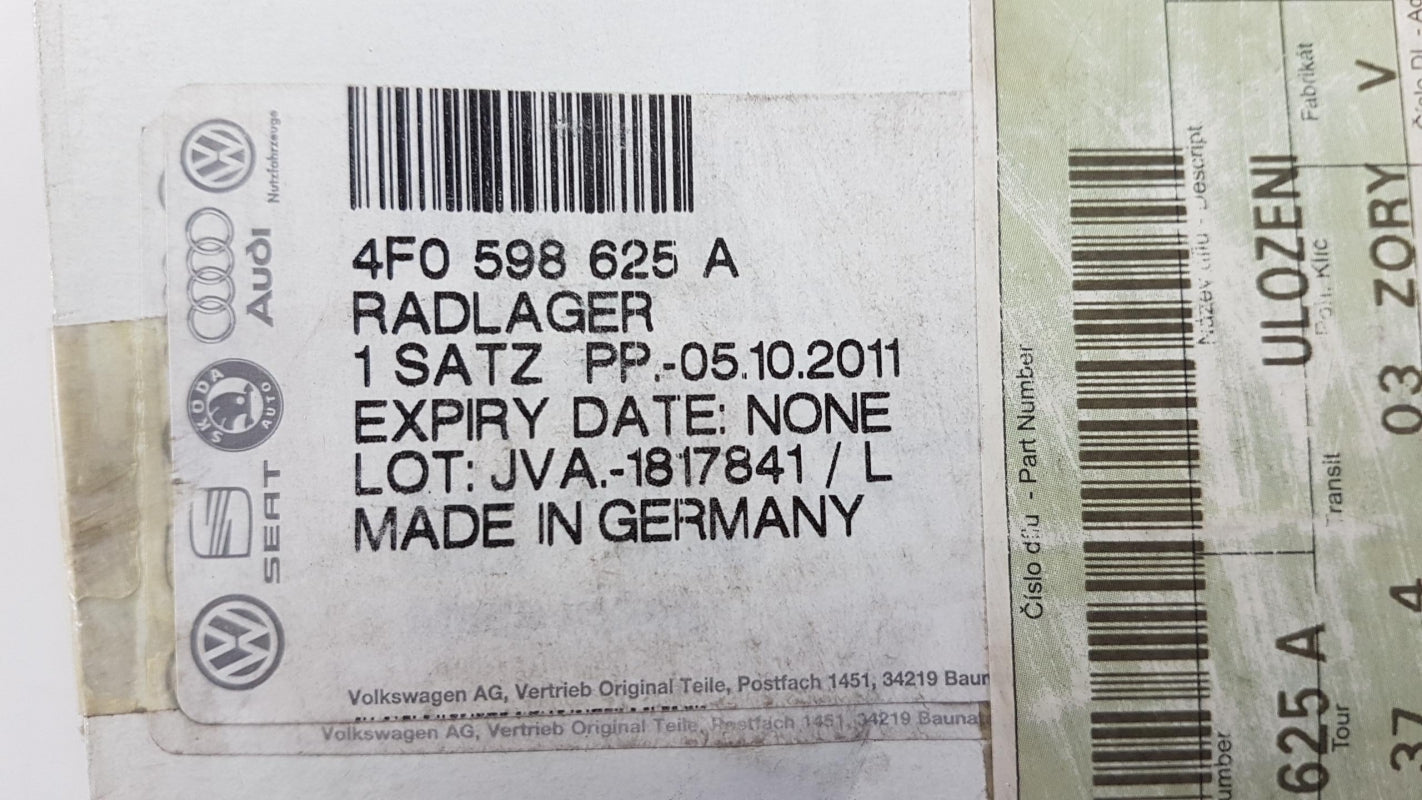 Original OE Volkswagen Radlagersatz 4F0598625A
