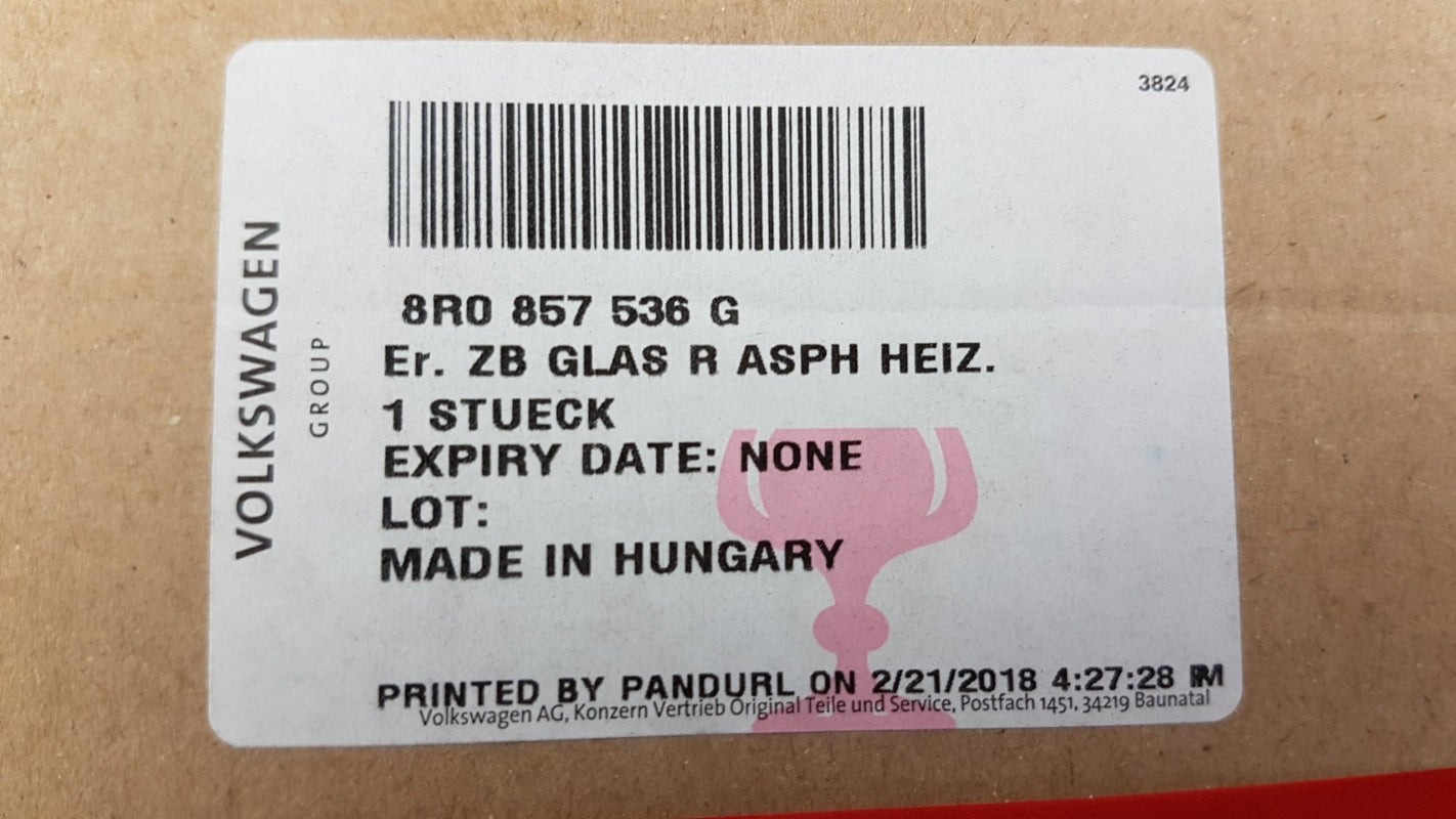 Original AUDI Q5 Q7 Spiegelglas (asphärisch-weitwinkel) Rechts 8R0857536G