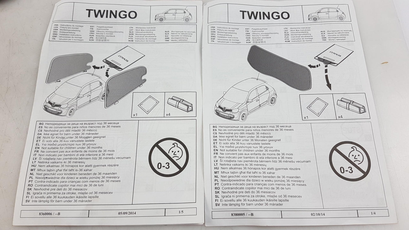 Original RENAULT Twingo III Sonnenschutz 3-teilig Hinten+Heckscheibe 8201497086