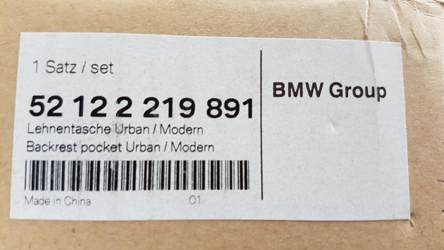 Original BMW 1er-7er X1-X6 Ablagetasche Urban Modern für Sitzlehne 52122219891