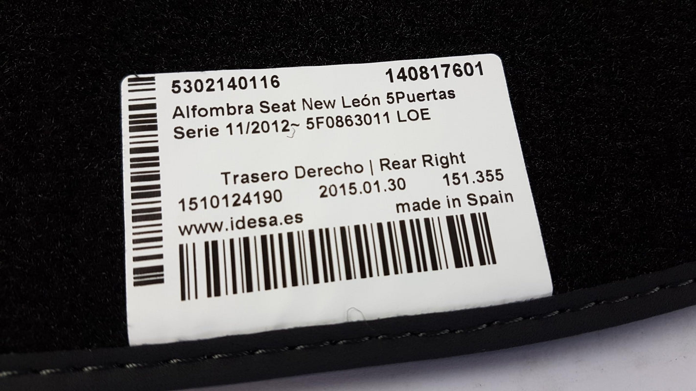 Original SEAT Leon 5F 5-türig Fußmattensatz 4-teilig Textil 5F0863011LOE