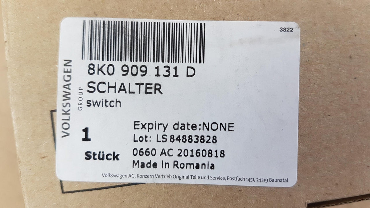 Original OE Volkswagen Zündschalter 8K0909131D