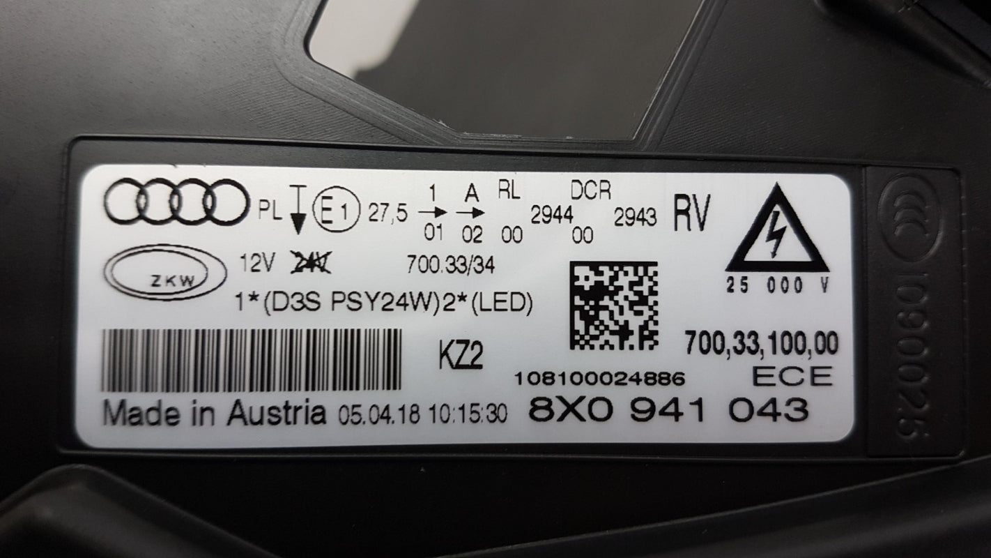 Original AUDI A1 8X 2011-2014 Scheinwerfer Links Bi-Xenon 8X0941043