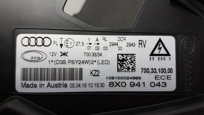 Original AUDI A1 8X 2011-2014 Scheinwerfer Links Bi-Xenon 8X0941043