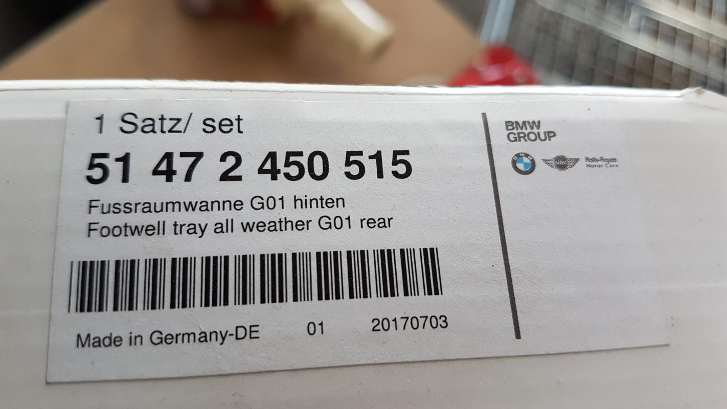Original BMW X3 G01 G08 F97M Fußmatten Floor Liner Hinten 51472450515