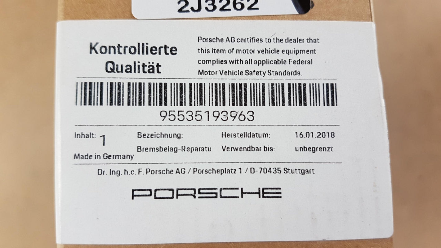 Original OE PORSCHE Bremsbeläge 95535193963