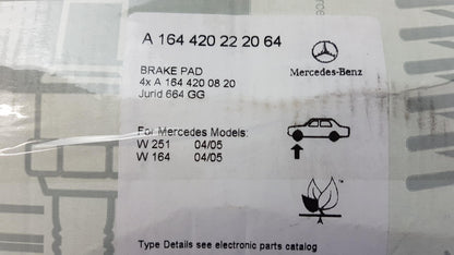 Original MERCEDES-BENZ W251 W164 Bremsbeläge Vorne A164420222064
