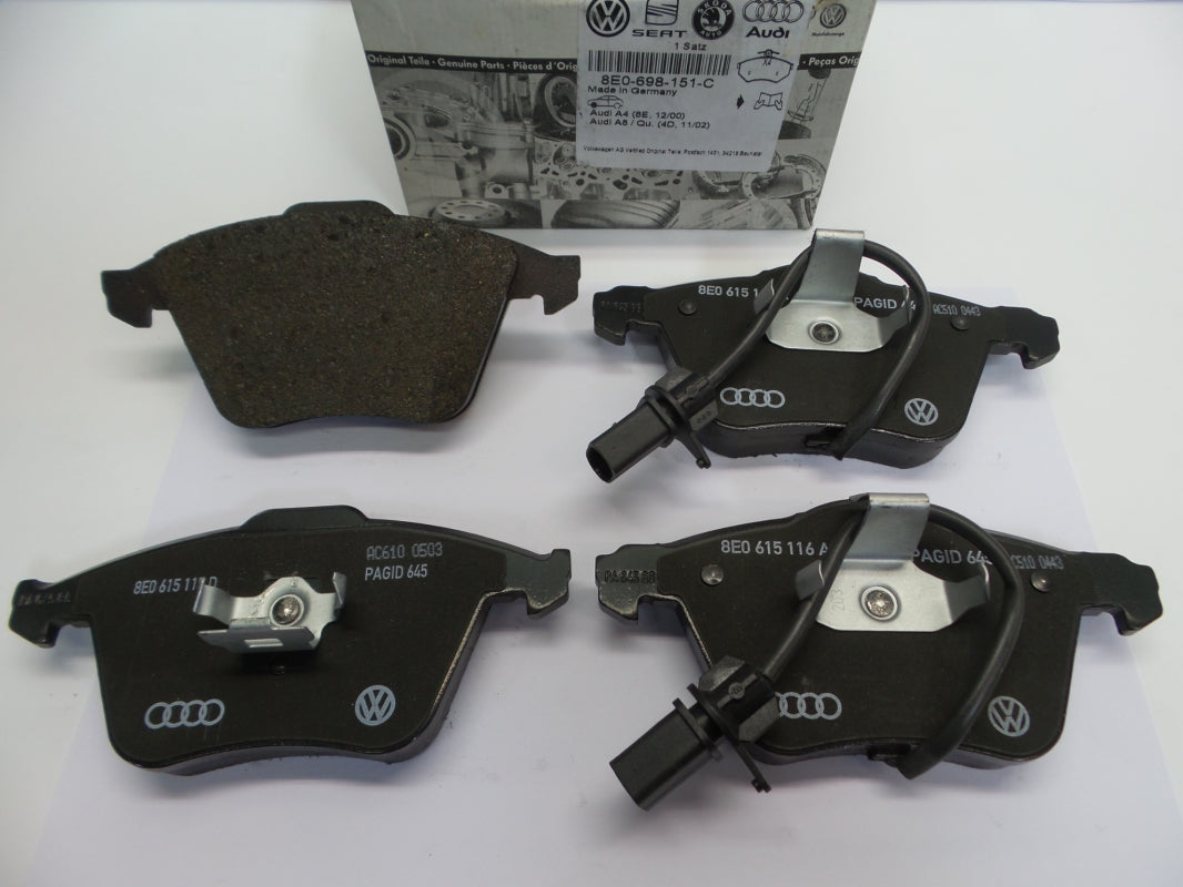 Original AUDI A4 (8E) A8 (4E) brake pads with wear indicator front 8E0698151C 