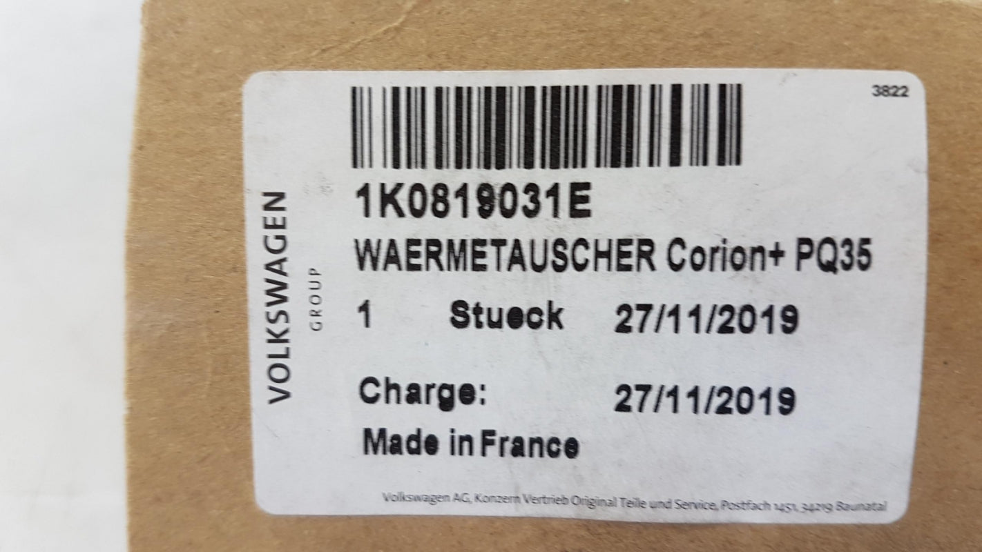Original AUDI A3 Q3 RSQ3 VW Golf Tiguan Passat Touran Wärmetauscher 1K0819031E