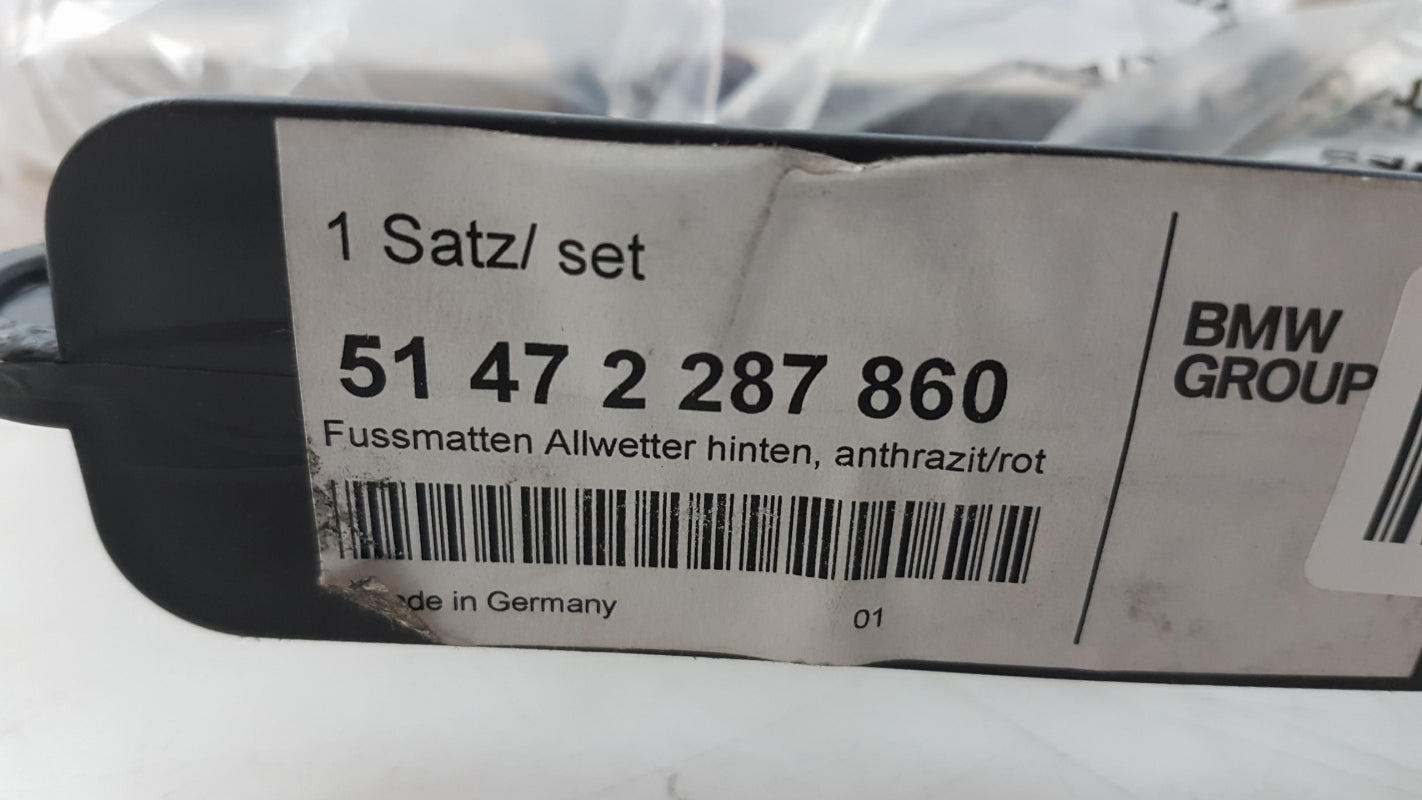 Original BMW 2' F45 Sportline Fußmattensatz anthrazit + rot hinten 51472287860