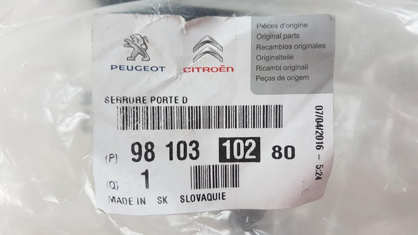 Original CITROEN C4 Picasso (B78) Türschloss Schloss Vorne Rechts 9810310280