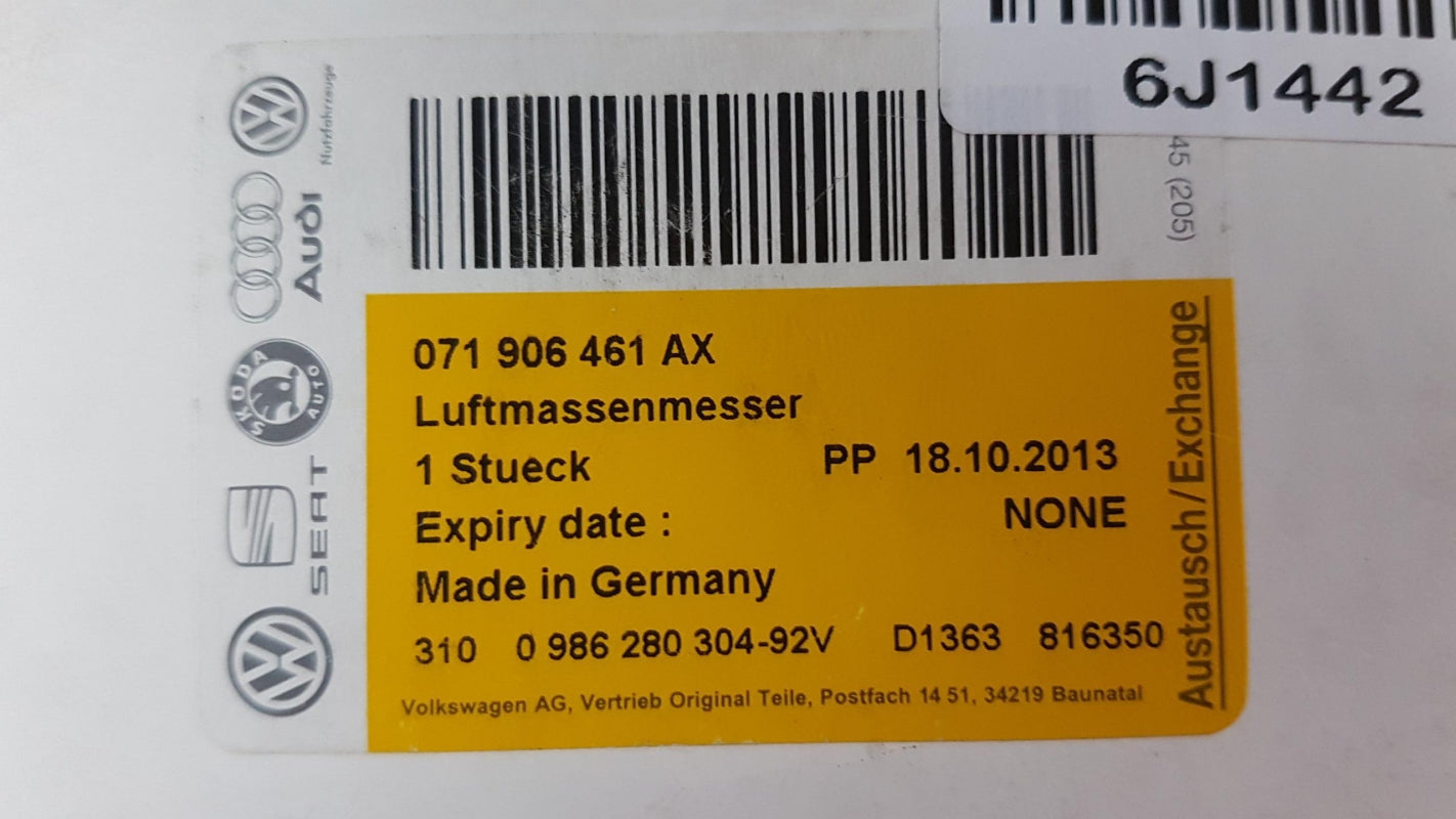 Original VW Golf V AUDI A4 SEAT Toledo Leon Luftmassenmesser 071906461AX