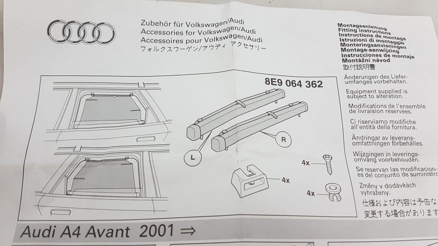 Original AUDI A4 Avant '01-'06 Sonnenschutzrollo Satz 2-Stück 8E9064362