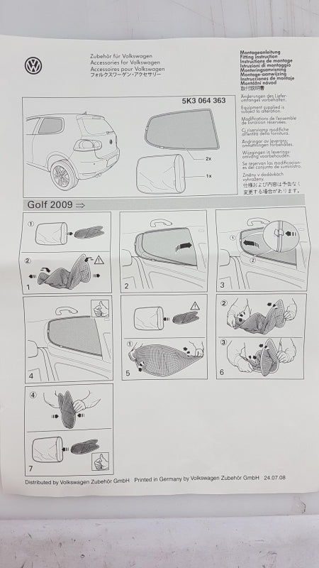 Original OE Volkswagen Sonnenschutz 5K3064363