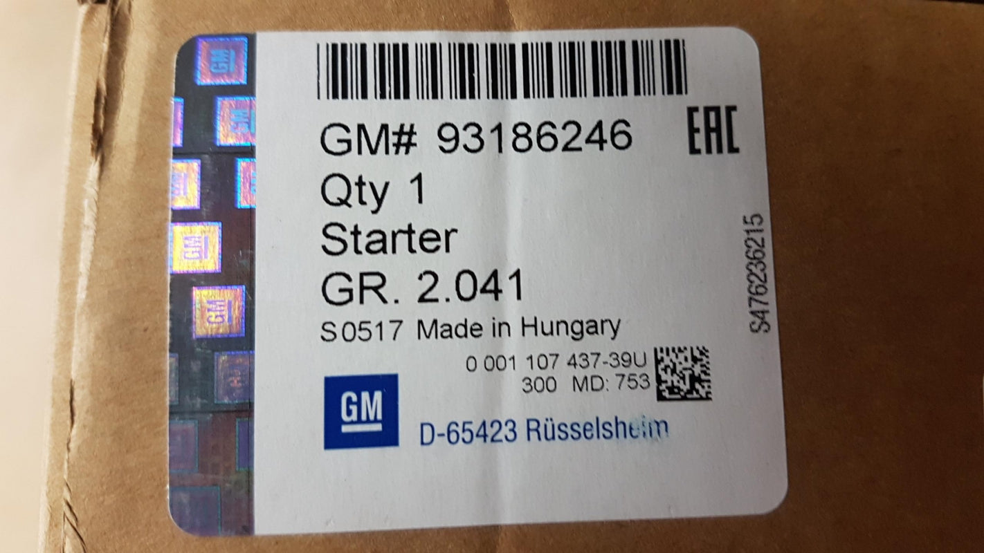 Original OPEL Astra-H Corsa-C Meriva-A Anlasser Starter 1.3 CDTi 93186246
