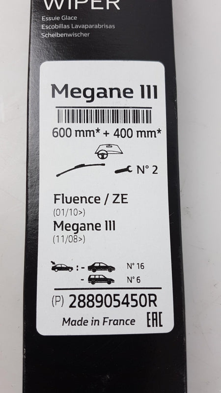 Original RENAULT Megane III 600/400mm Wischerblättersatz (2st) 288905450R