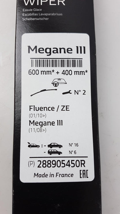 Original RENAULT Megane III 600/400mm Wischerblättersatz (2st) 288905450R