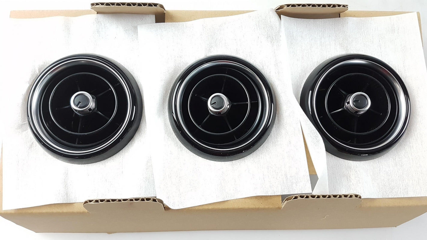 Original FIAT 124 Spider Zierblenden für Lüftungsdüse 3st. Pianoschwarz 71807614