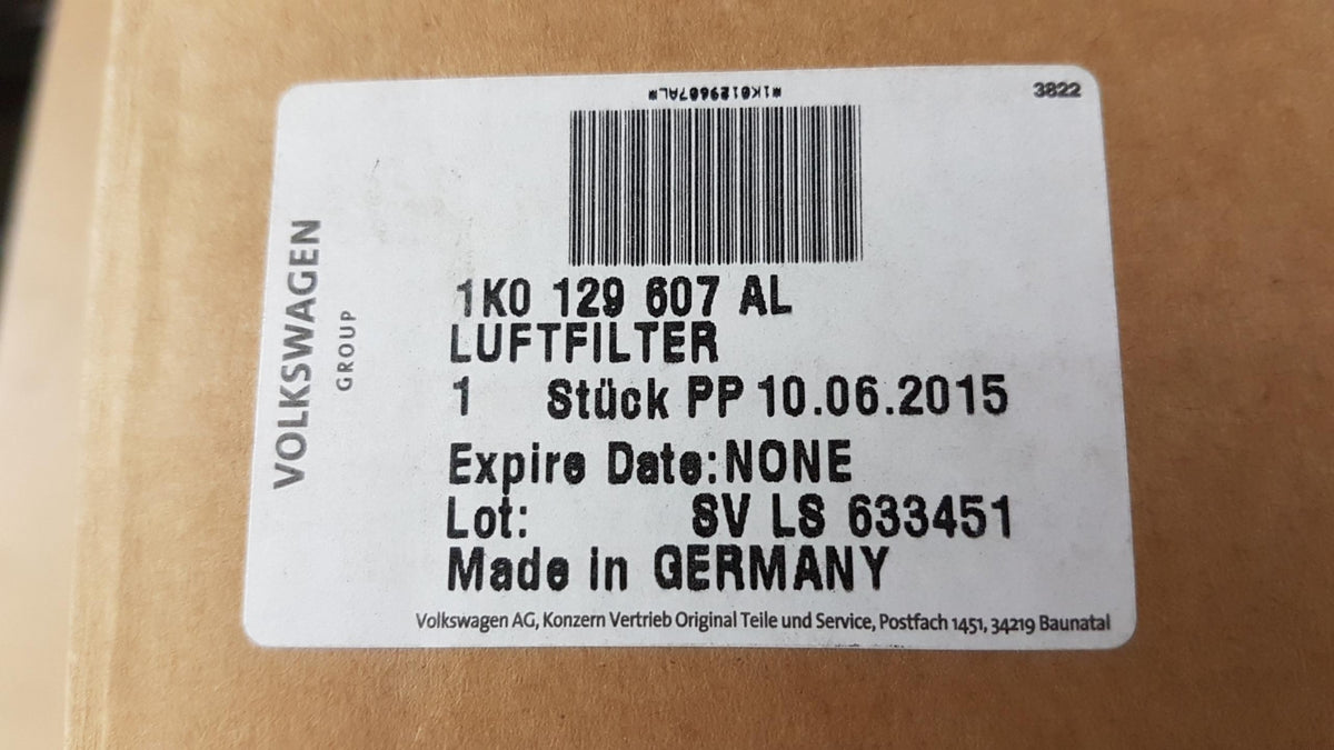 Original AUDI A3 VW Golf Passat Tiguan Touran 1.2/1.4TSI Luftfilter 1K0129607AL