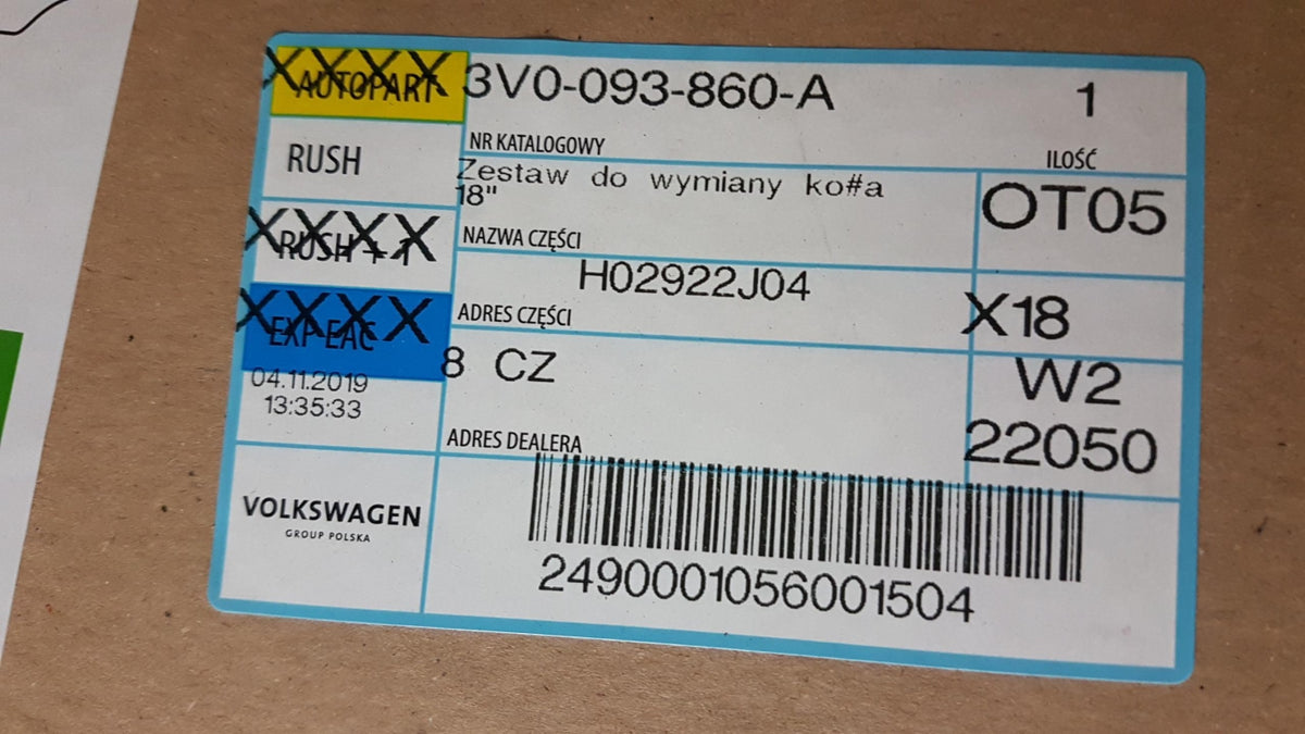 Original SKODA Superb III (B8/3V) Wagenheber 3V0093860A