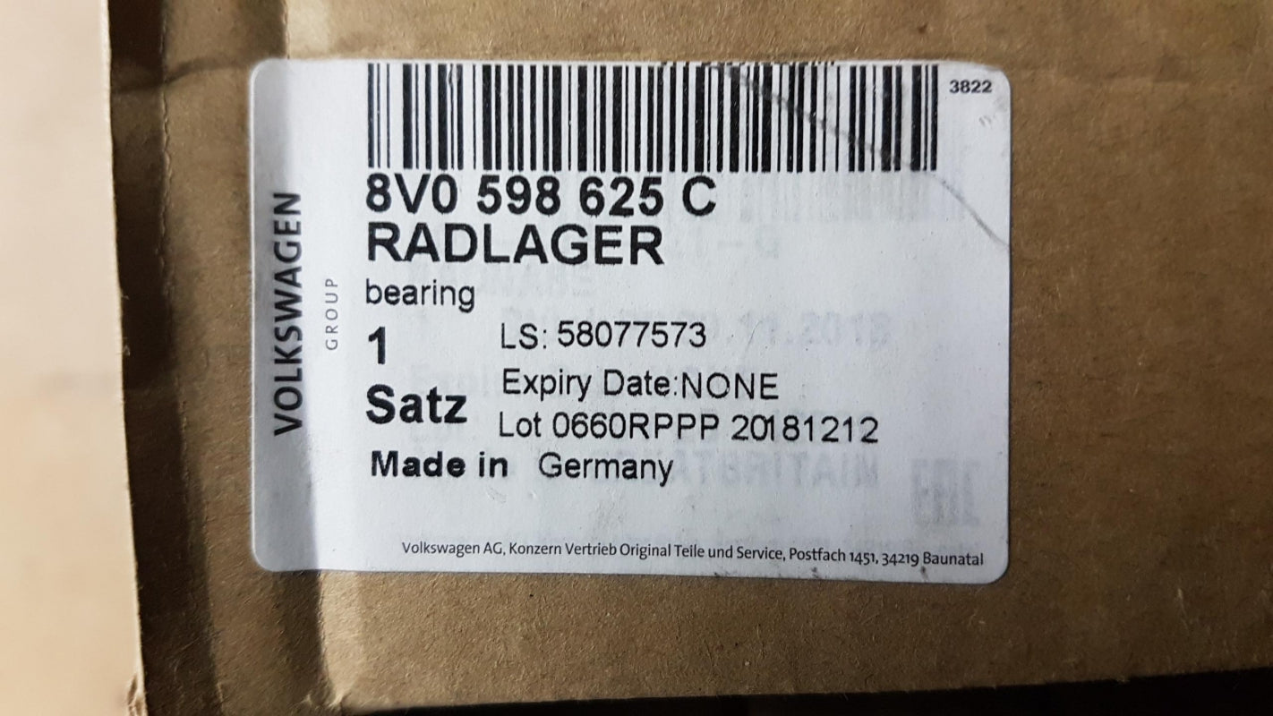 Original AUDI Q2 Q3 II (F3) TT III (FV/8S) Radlagersatz 8V0598625C