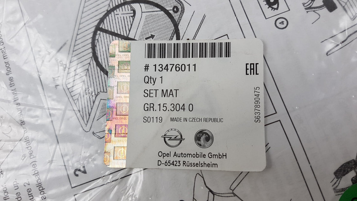Original OPEL Crossland X '17-'19 Fußmattensatz 4 Stuck Gummi 13476011