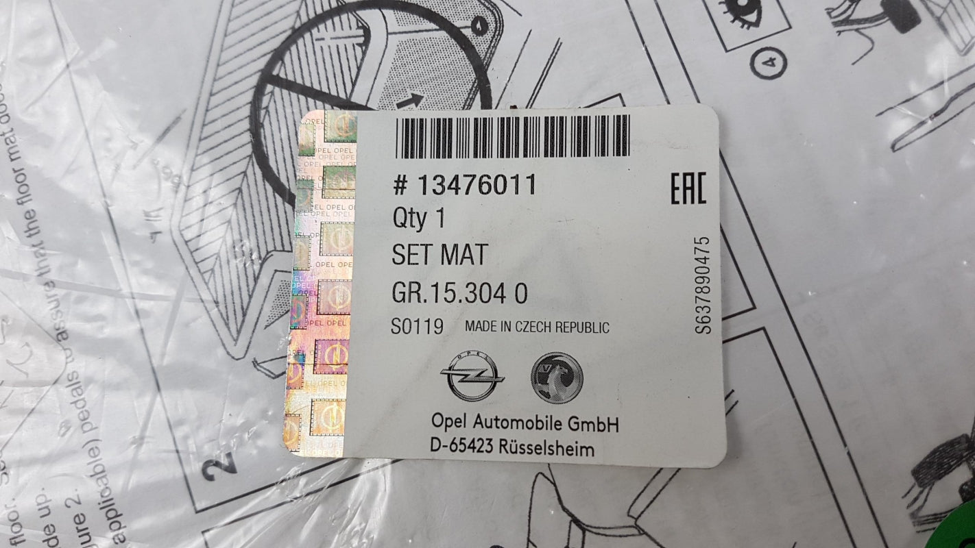 Original OPEL Crossland X '17-'19 Fußmattensatz 4 Stuck Gummi 13476011