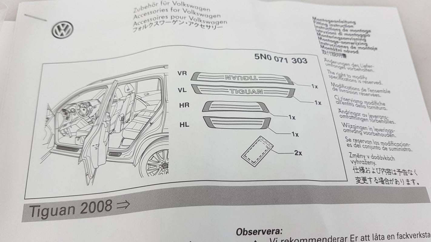 Original VW Tiguan 2007-2017 Einstiegsleistensatz (4 Stück) 5N0071303