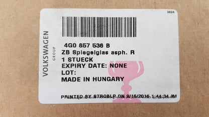 Original OE Volkswagen Außenspiegelglas 4G0857536B