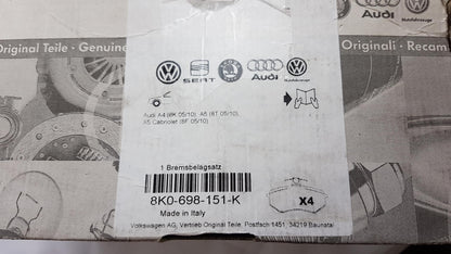 Original AUDI A4 8K A5 8T Bremsbeläge mit Warnkontakt 320X30mm Vorne 8K0698151K