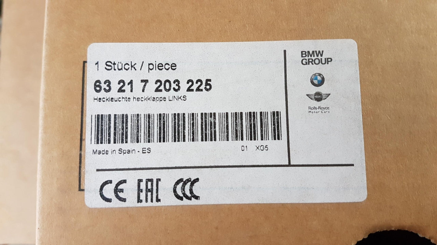 Original BMW 5' F10 F18 Heckleuchte Rückleuchte Innen Links 63217203225