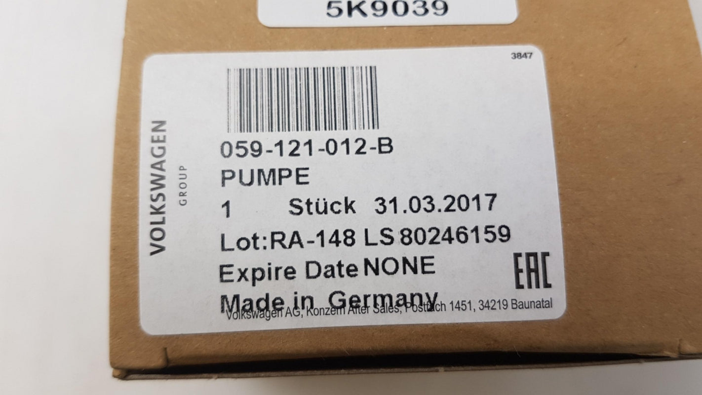 Original VW Amarok I 10-16 Touareg II AUDI A4 IV Zusatzwasserpumpe 059121012B