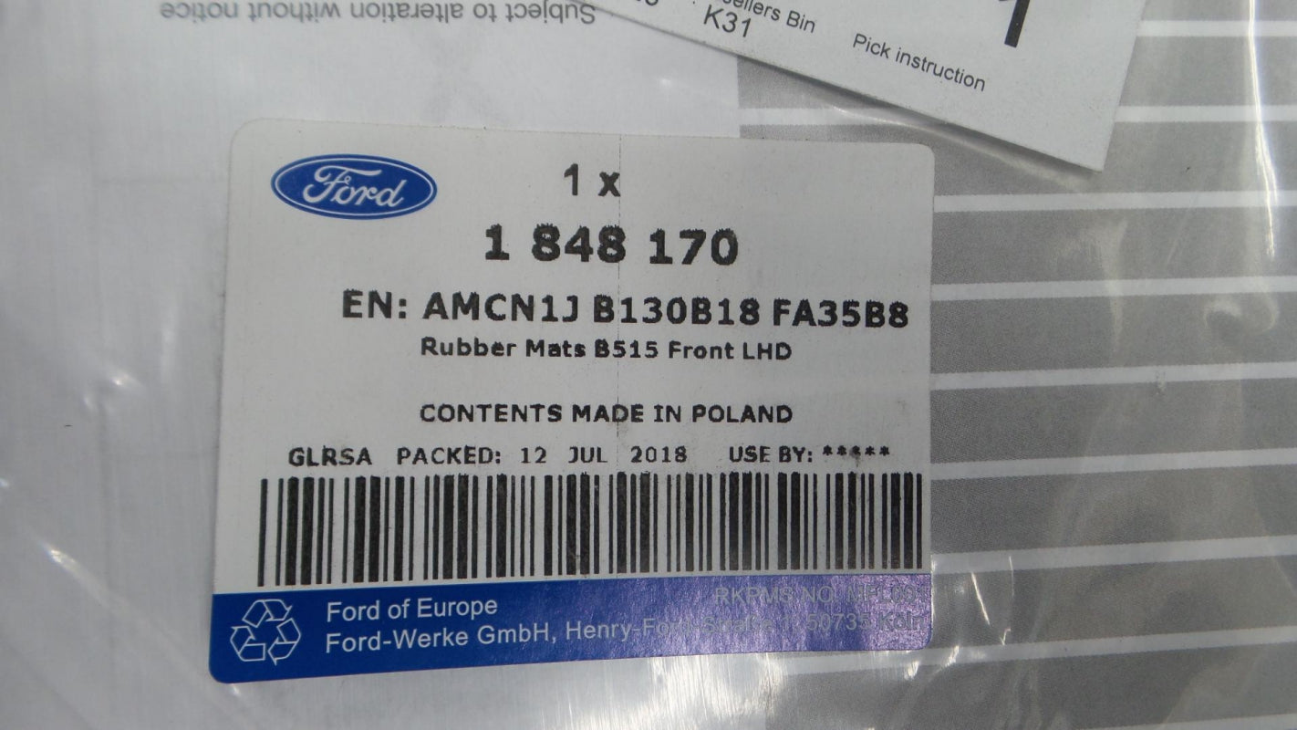 Original FORD 2013- EcoSport Gummimatten Fußmatten vorne 2-Stuck 1848170