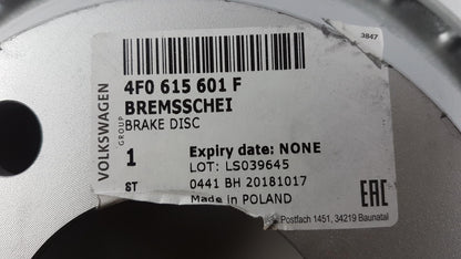 Original AUDI A6 (C6) '04-'11 Bremsscheibe (1 stück) belüftet hinten 4F0615601F