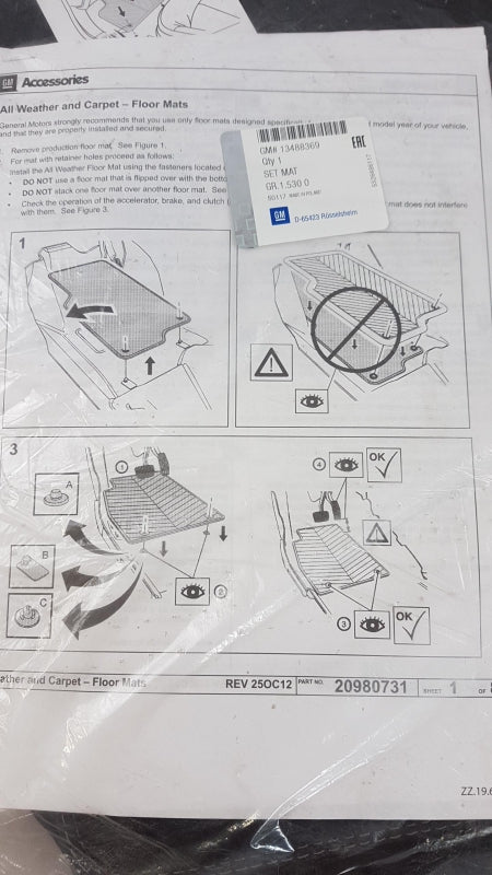 Original OPEL Insignia-B Fußmattensatz 4-teilig Textil schwarz 13488369