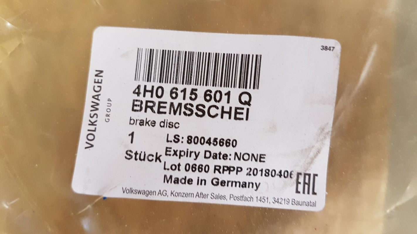 Original AUDI A8 '11-'17 Bremsscheibe (1 stück) belüftet hinten 4H0615601Q