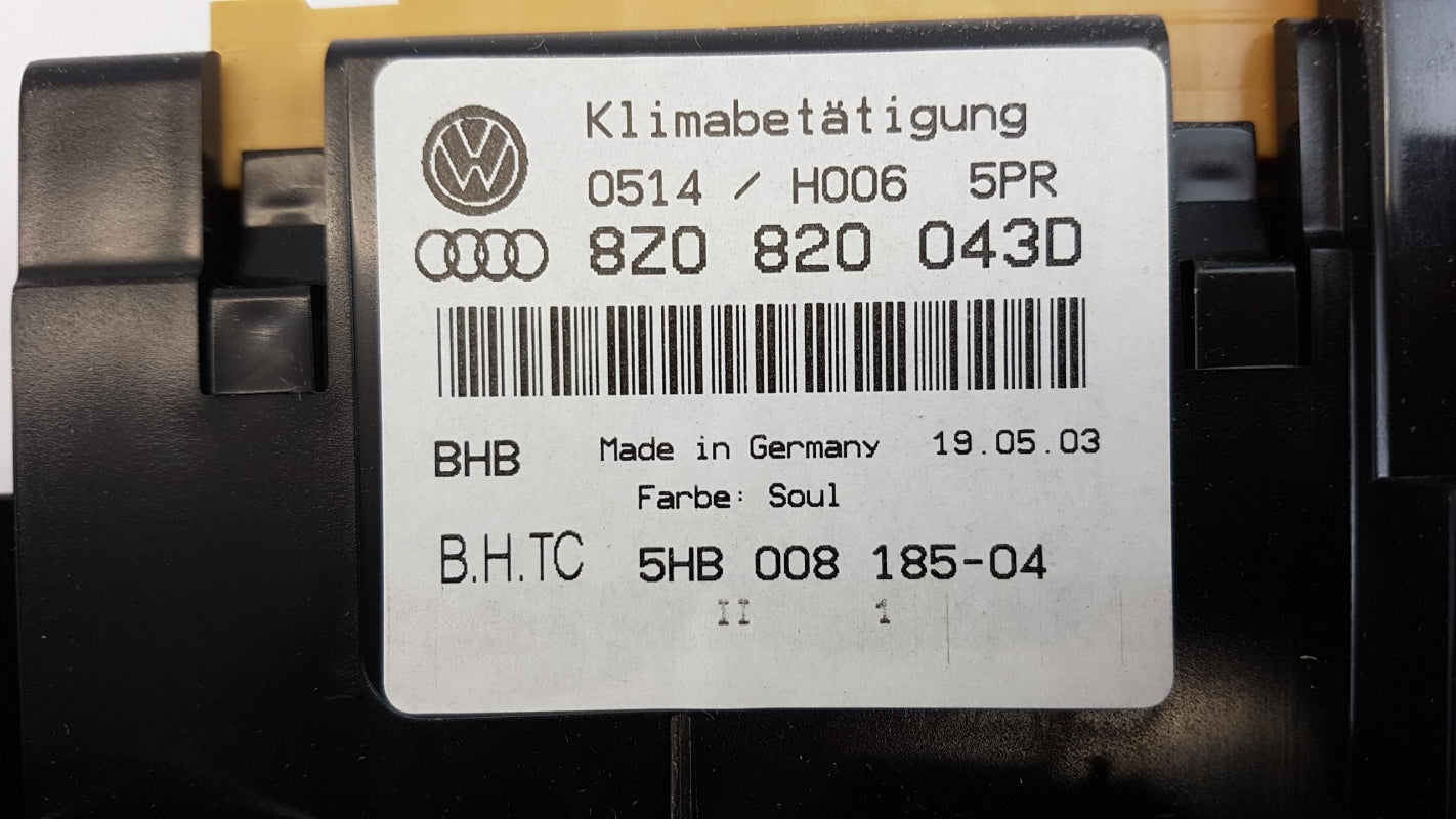 Original AUDI A2 Klima Bedieneinheit mit Steuergerät soul-schwarz 8Z0820043D5PR